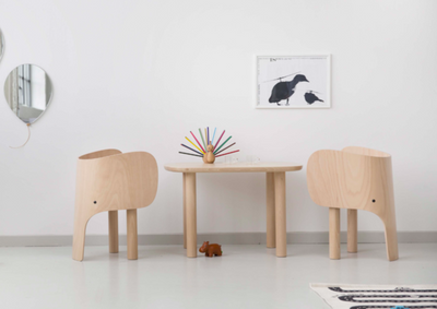 Design led children's homeware.  Elephant table and desk in Scandinavian inspired interior