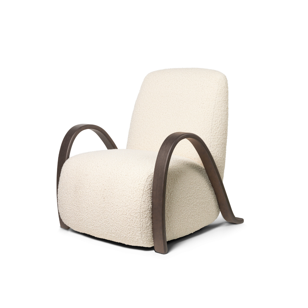 Buur Lounge Chair side view #colour_off-white-nordic-boucle