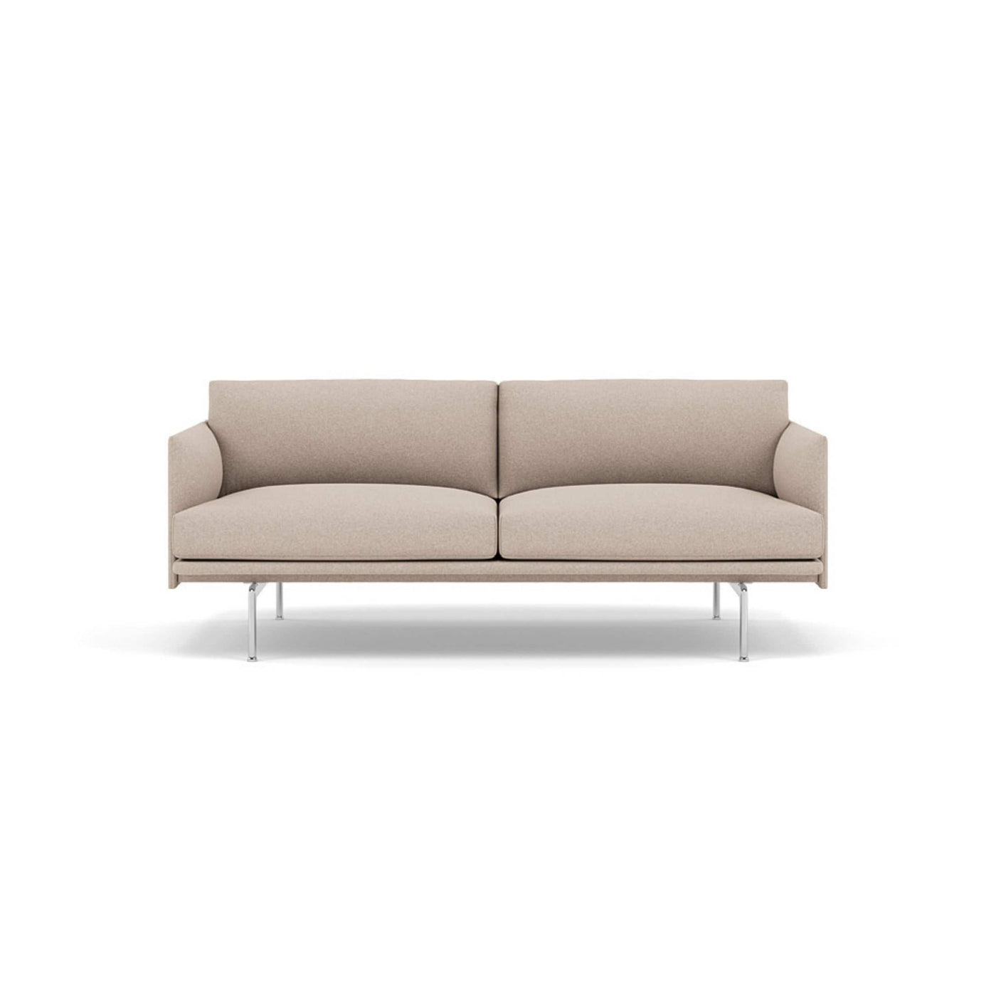 Muuto outline 2 seater sofa in divina md 213 natural fabric and polished aluminium legs. Made to order from someday designs. #colour_divina-md-213-natural
