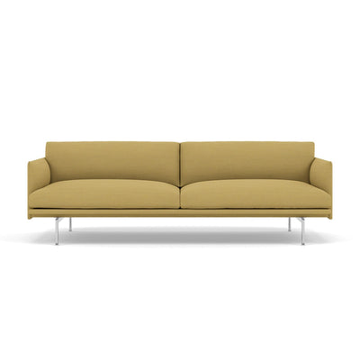 Muuto outline 3 seater sofa with polished aluminium legs. Made to order from someday designs. #colour_hallingdal-407