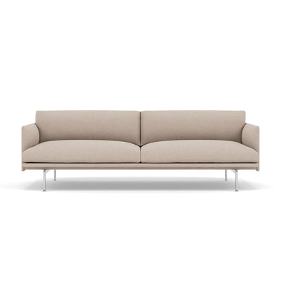 Muuto outline 3 seater sofa with polished aluminium legs. Made to order from someday designs. #colour_divina-md-213-natural