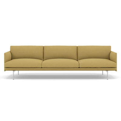 muuto outline 3.5 seater sofa in hallingdal 407 yellow and polished aluminium legs. Made to order from someday designs. #colour_hallingdal-407