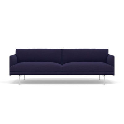 Muuto outline 3 seater sofa with polished aluminium legs. Made to order from someday designs. #colour_canvas-684-blue