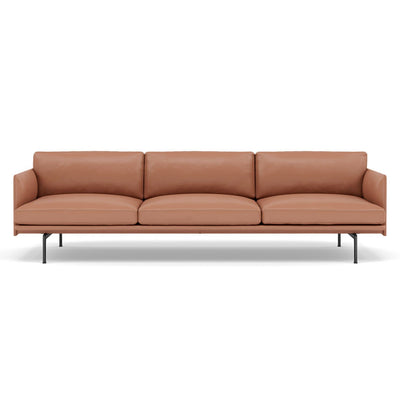 muuto outline 3.5 seater sofa in cognac refine leather and black legs. Made to order from someday designs. #colour_cognac-refine-leather