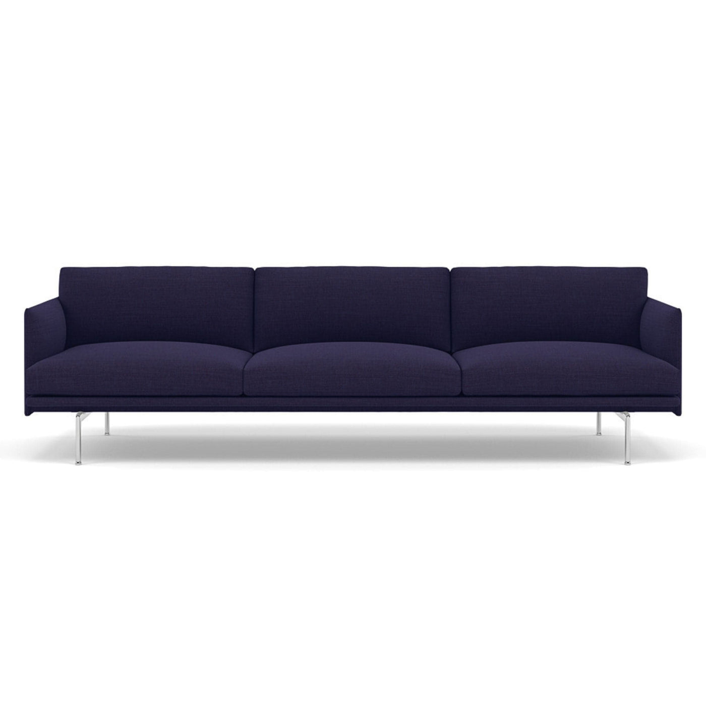 muuto outline 3.5 seater sofa in canvas 684 blue and polished aluminium legs. Made to order from someday designs. #colour_canvas-684-blue