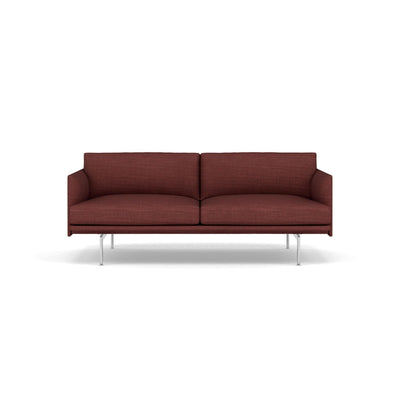 Muuto outline 2 seater sofa in canvas 576 red fabric and polished aluminium legs. Made to order from someday designs. #colour_canvas-576-red