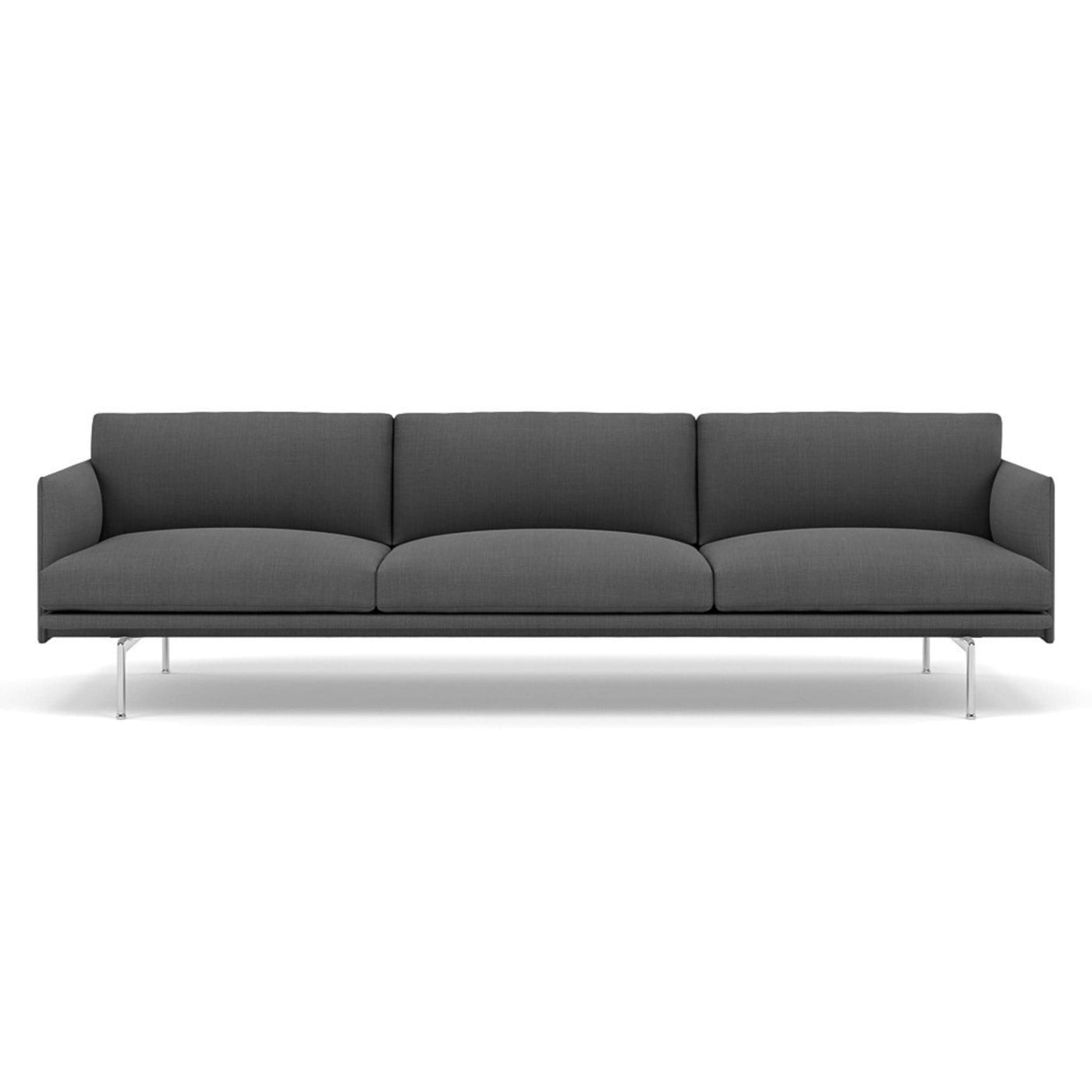 muuto outline 3.5 seater sofa in remix 163 grey and polished aluminium legs. Made to order from someday designs. #colour_remix-163