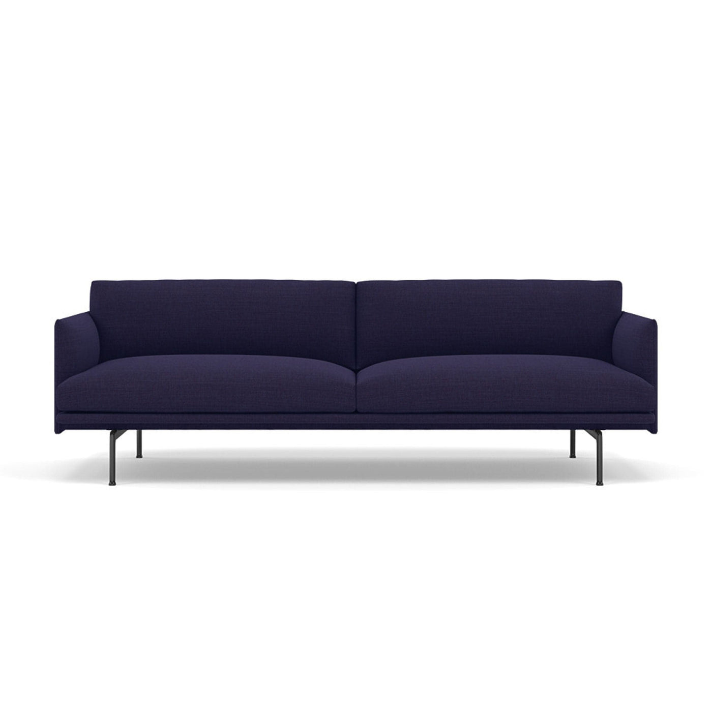 Muuto Outline 3 seater sofa with black legs. Available from someday designs. #colour_canvas-684-blue