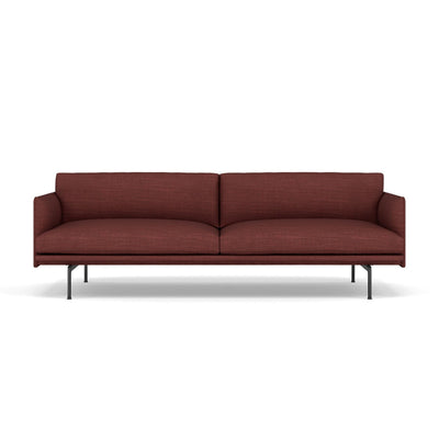 Muuto outline 3 seater sofa with black legs. Made to order from someday designs #colour_canvas-576-red