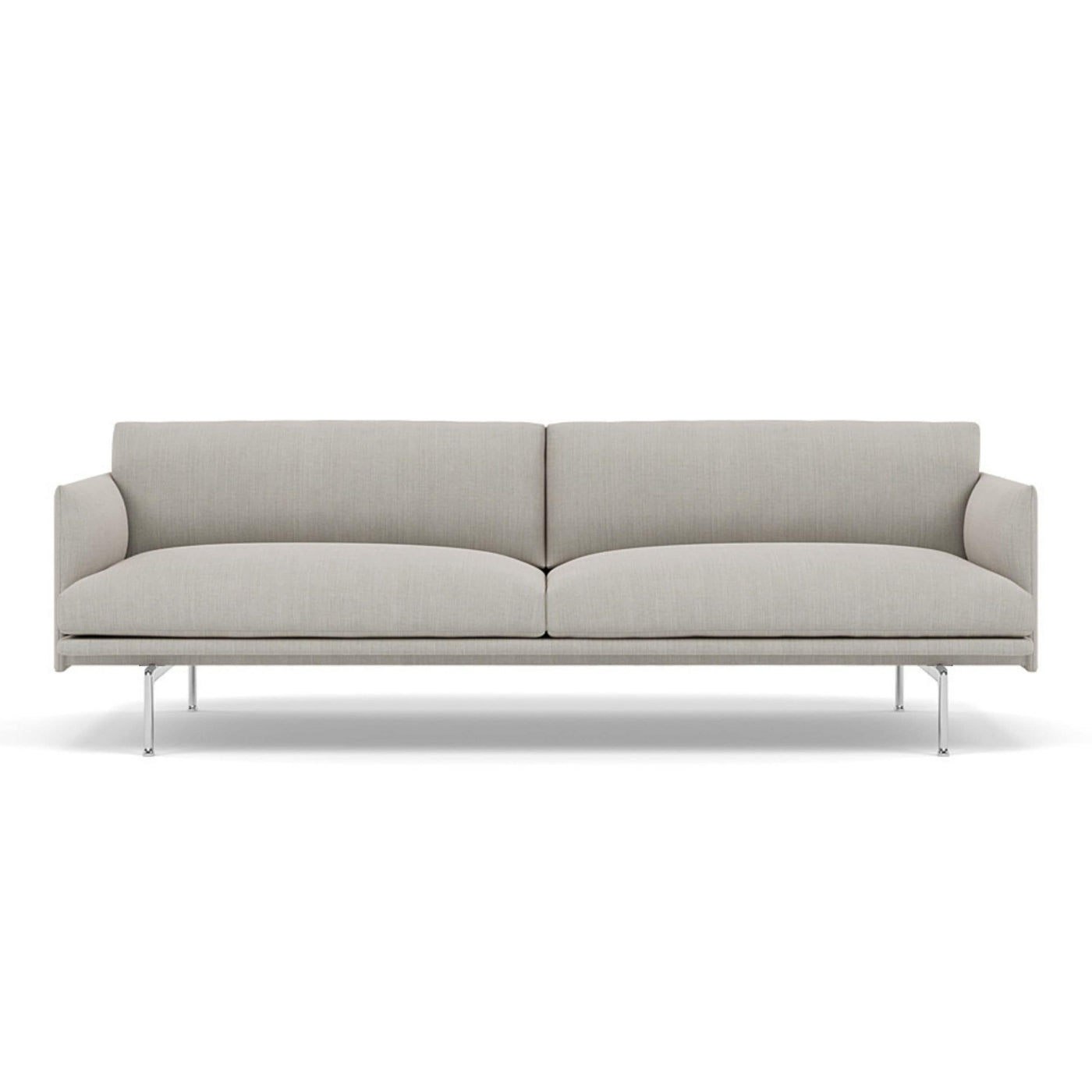 Muuto outline 3 seater sofa with polished aluminium legs. Made to order from someday designs. #colour_fiord-201