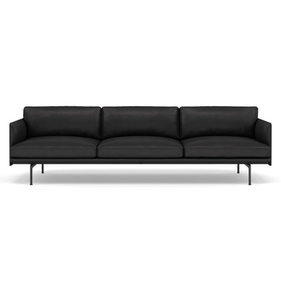 muuto outline 3.5 seater sofa in black refine leather and black legs. Made to order from someday designs. #colour_black-refine-leather