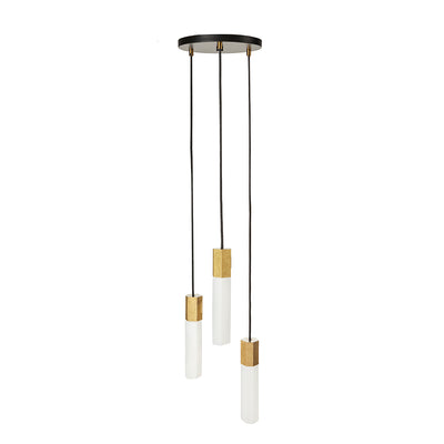Tala Basalt Triple Pendant in brass close up. Free + fast UK delivery from someday designs. #colour_brass