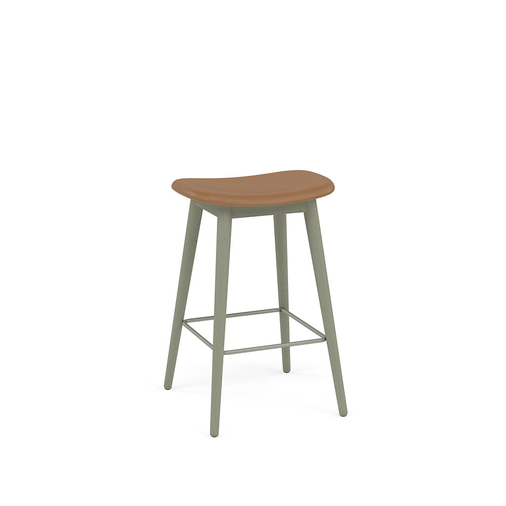 muuto fiber bar stool wood base, available at someday designs. #colour_cognac-refine-leather