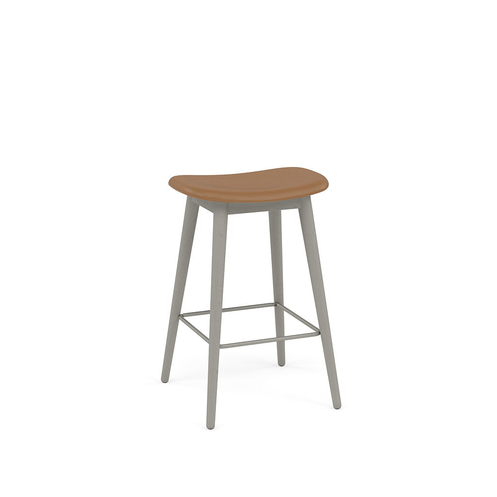 muuto fiber bar stool wood base, available at someday designs. #colour_cognac-refine-leather