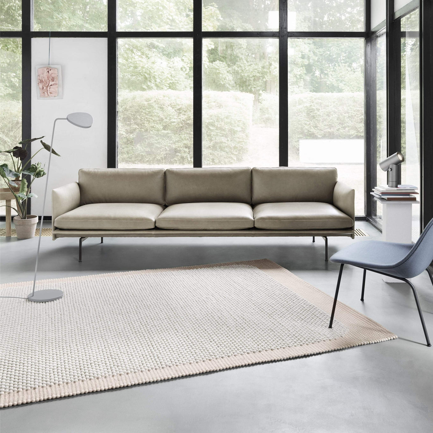Muuto outline 3.5 seater in stone refine leather. Made to order from someday designs. #colour_beige-refine-leather