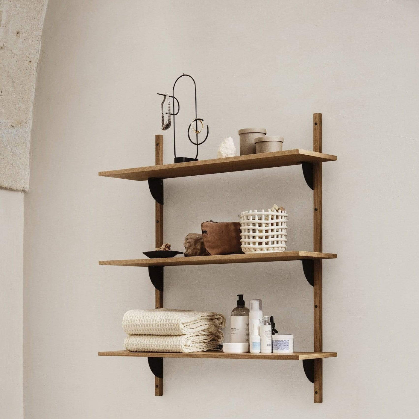 Ferm Living Sector shelf triple wide shelf. Available from someday designs