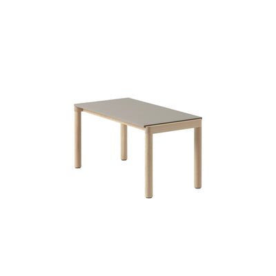 Muuto Couple Coffee Table 1 plain Tile, taupe with oak base. #style_1-plain