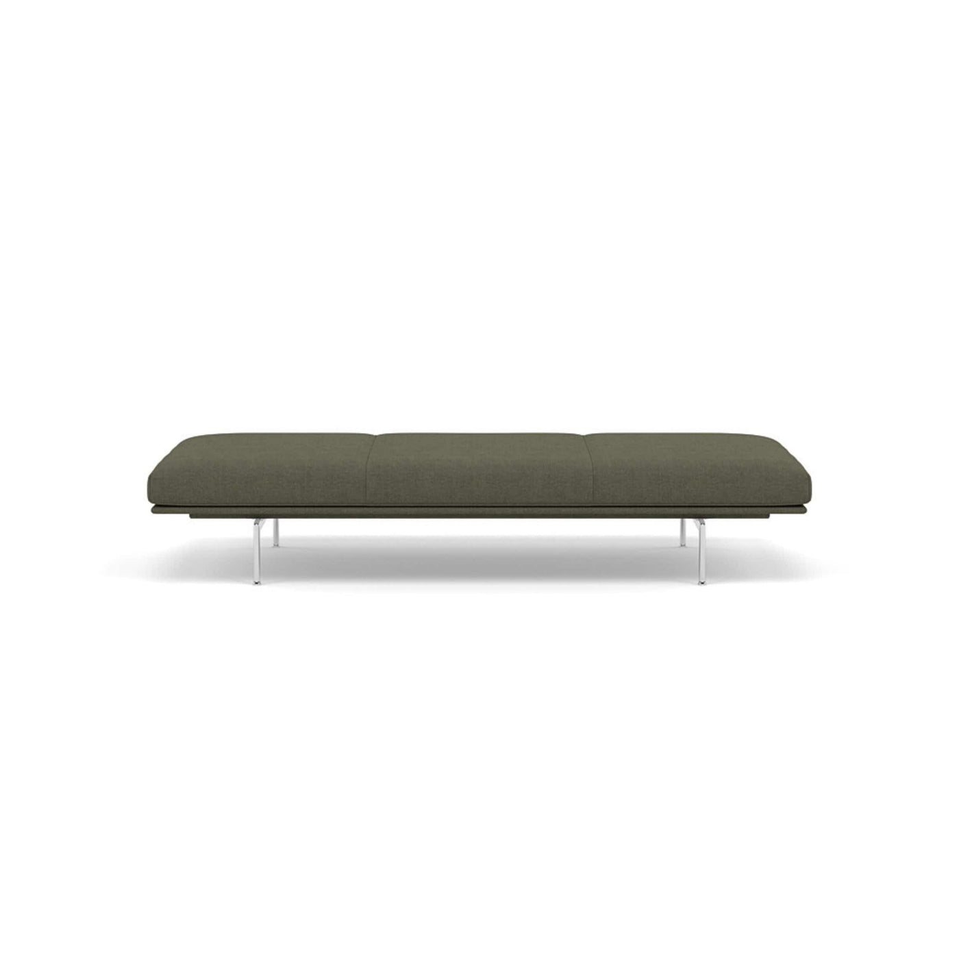 muuto outline daybed in fiord 961 grey green fabric and polished aluminium legs. Made to order from someday designs. #colour_fiord-961