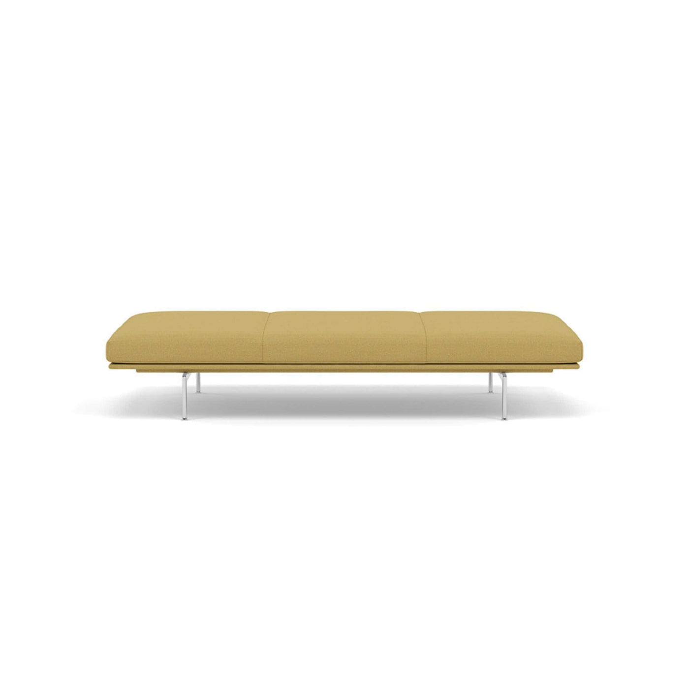 muuto outline daybed in hallingdal 407 yellow fabric and polished aluminium legs. Made to order from someday designs. #colour_hallingdal-407