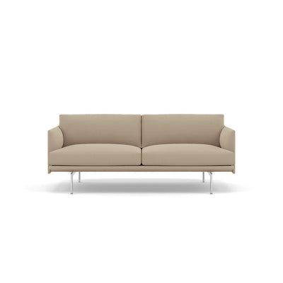 muuto outline 2 seater sofa in clara 248 natural fabric and polished aluminium legs. Made to order from someday designs. #colour_clara-248