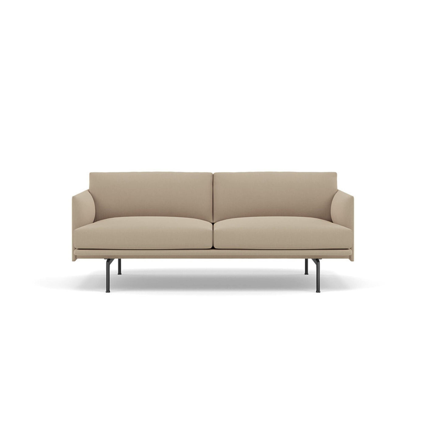 muuto outline 2 seater sofa in clara 248 natural fabric and black legs. Made to order from someday designs. #colour_clara-248