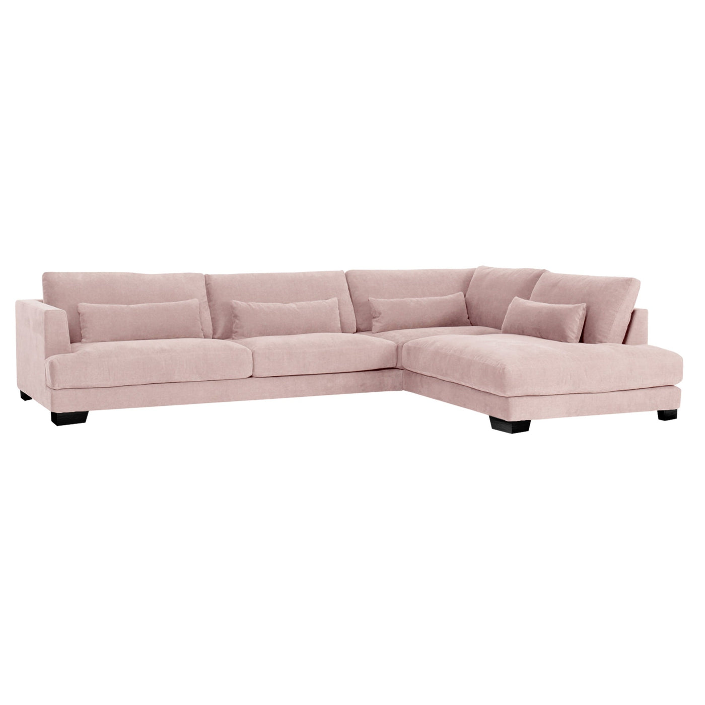 someday designs toft corner sofa in pure 04 nude pink with black legs RHF. #colour_pure-04-nude-pink