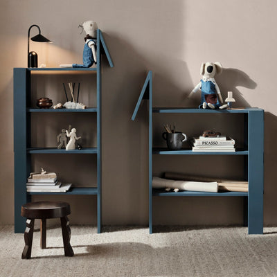 horse bookcase by ferm LIVING lifestyle image with giraffe bookcase #colour_dark-blue