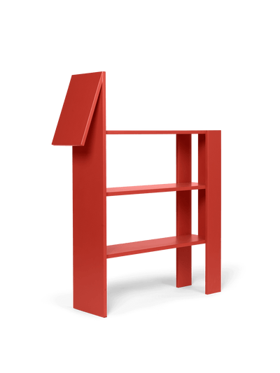horse bookcase by ferm LIVING front view #colour_poppy-red