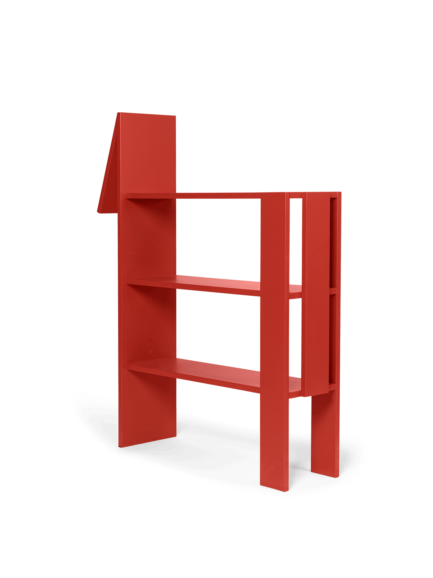 horse bookcase by ferm LIVING back view #colour_poppy-red