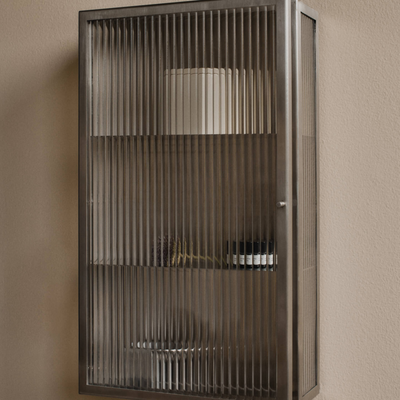 Ferm Living Haze Wall Cabinet Reeded Glass. Shop online at someday designs #colour_brushed-stainless-steel
