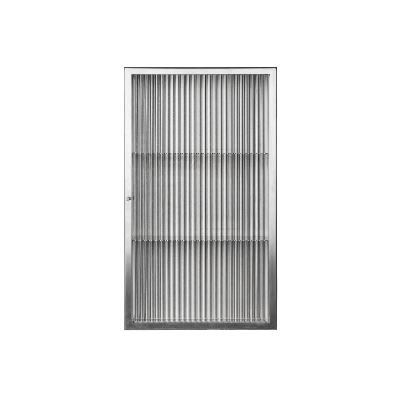 Ferm Living Haze Wall Cabinet Reeded Glass. Shop online at someday designs #colour_brushed-stainless-steel