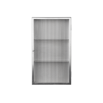 Ferm Living Haze Wall Cabinet Reeded Glass. Shop online at someday designs #colour_brushed-stainless-steel