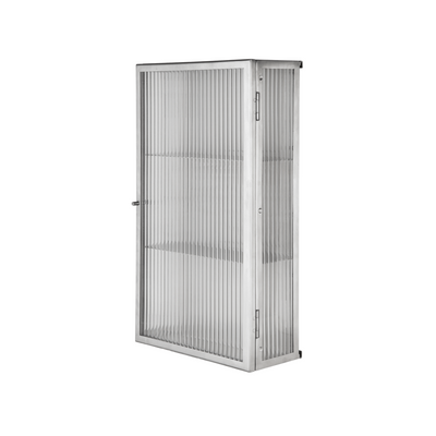 Ferm Living Haze Wall Cabinet Reeded Glass. Shop online at someday designs #colour_brushed-stainless-steel