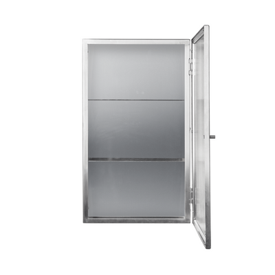 Ferm Living Haze Wall Cabinet Reeded Glass. Shop online at someday designs #colour_brushed-stainless-steel