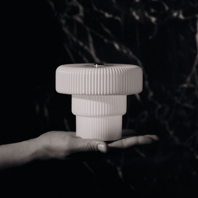 Ferm LIVING Ripple Portable Lamp in White.