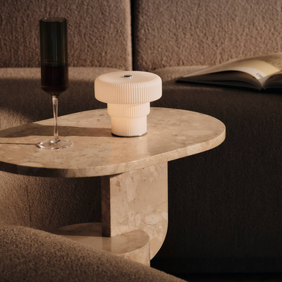 Ferm LIVING Ripple Portable Lamp in White.