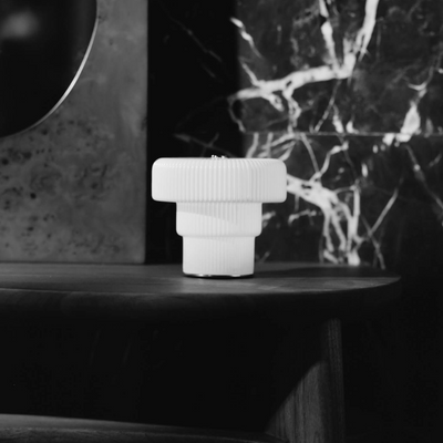 Ferm LIVING Ripple Portable Lamp in White.