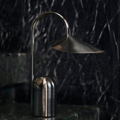 Arum Portable Table Lamp stainless steel. #colour_stainless-steel
