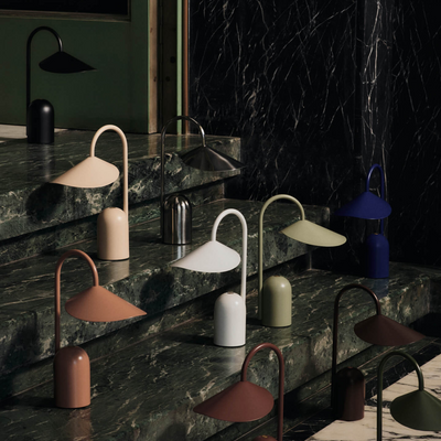 Arum Portable Table Lamp stainless steel. #colour_stainless-steel