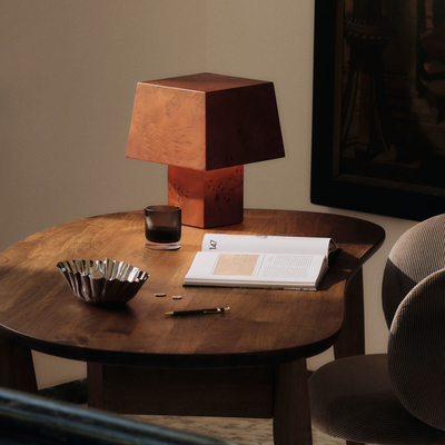 Ferm LIVING Burl Table Lamp in Dark Stained Burl.