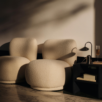 ferm LIVING Rico piccolo lounge, made to order from someday designs. #colour_off-white-nordic-boucle