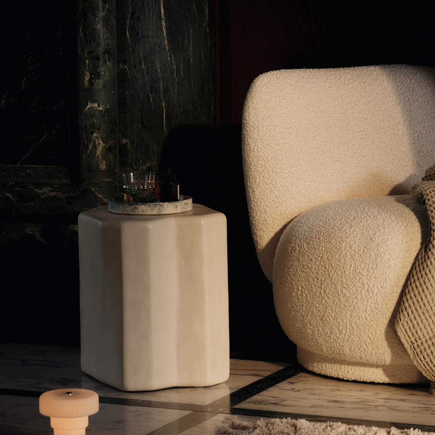 ferm LIVING Rico piccolo lounge, made to order from someday designs. #colour_off-white-nordic-boucle