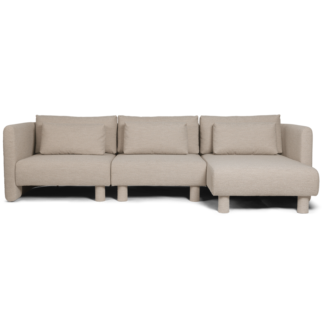 fermLIVING Dase 3 Seater Sofa with chaise soft boucle natural right chaise