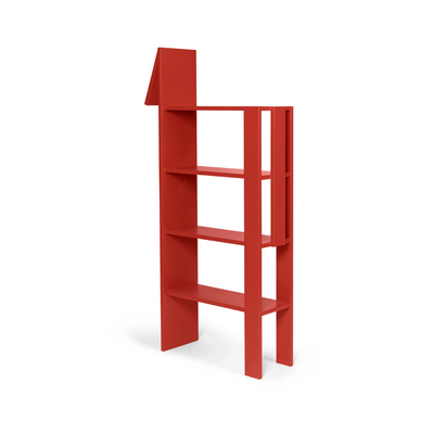 giraffe bookcase by ferm LIVING back view #colour_poppy-red