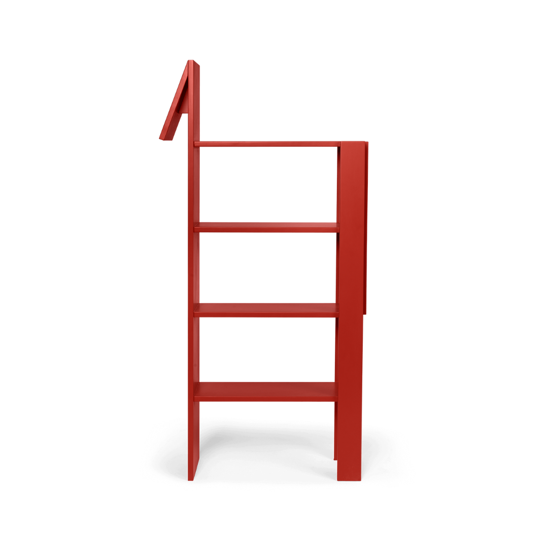 giraffe bookcase by ferm LIVING side view #colour_poppy-red