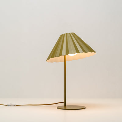 Houseof Pleat Table Lamp designed by Emma Gurner, light on. Available from someday designs.