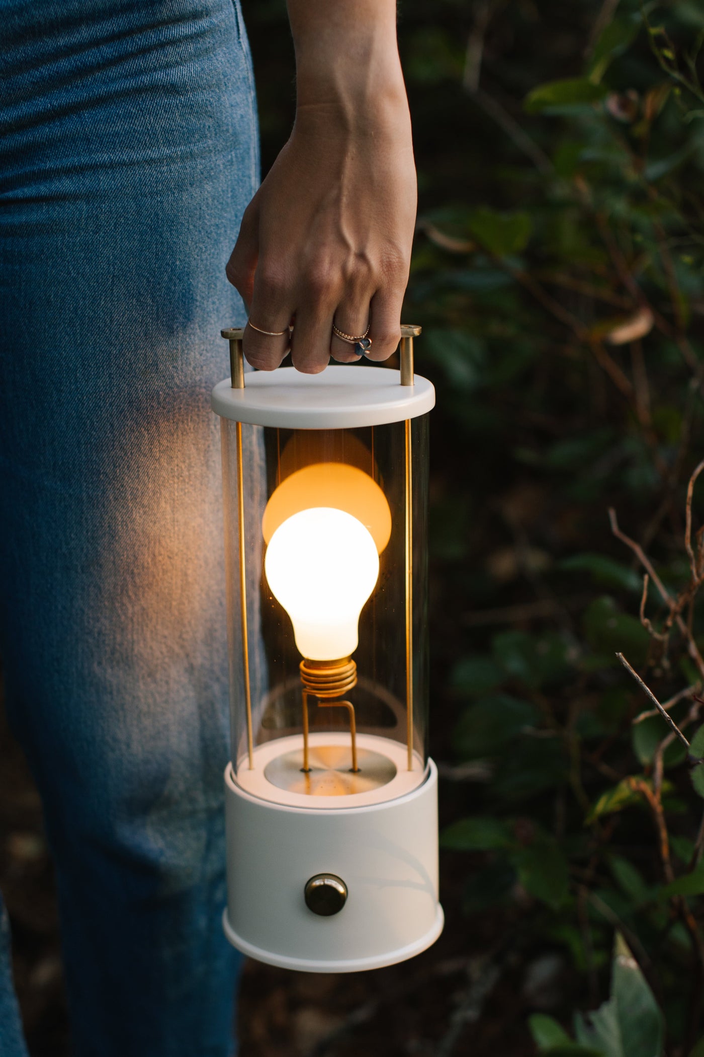 Tala x Farrow & Ball The Muse Portable Lamp carrying hand image. Ideal for outdoor use. Free + Fast UK delivery. #colour_candlenut-white