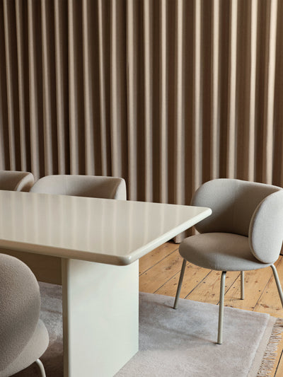 ferm LIVING Rink Dining Table detail shot with Rico dining chairs. Free UK delivery at someday designs #size_small