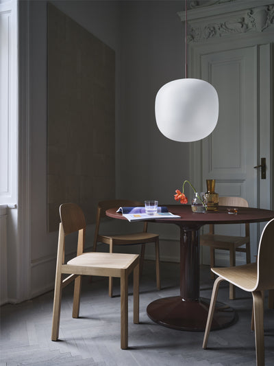 Muuto Midst dining table. Free UK delivery from someday designs dining lifestyle shot. #colour_dark-red