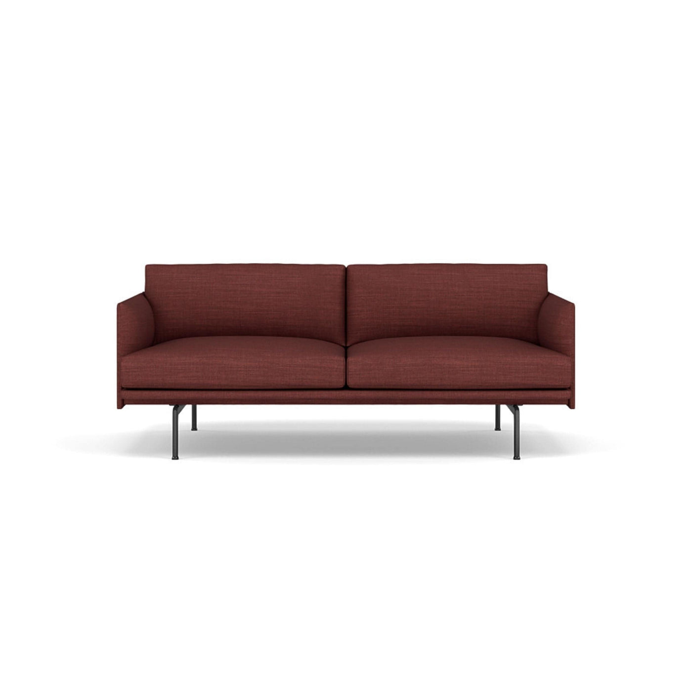 Muuto outline 2 seater sofa in canvas 576 red fabric and black legs. Made to order from someday designs. #colour_canvas-576-red
